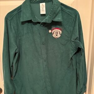 Disney Parks Green Corduroy with Santa Mickey Mouse Embroidered  New( L)
